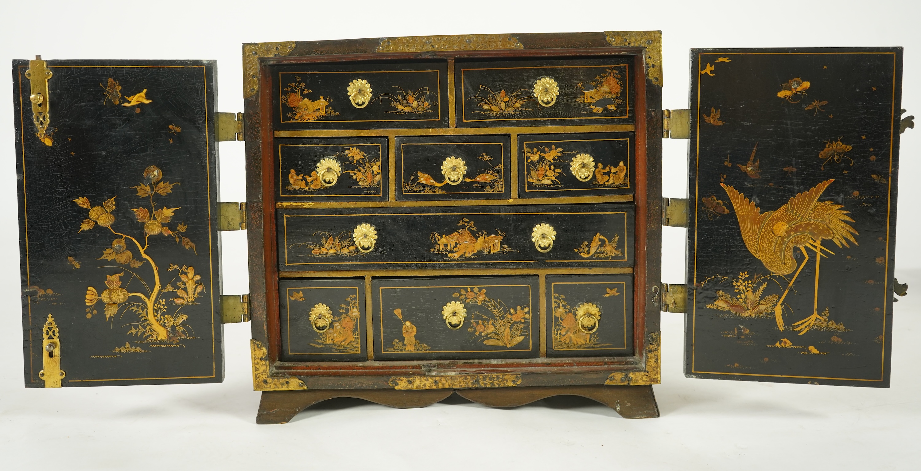A George I black japanned table cabinet, c.1720